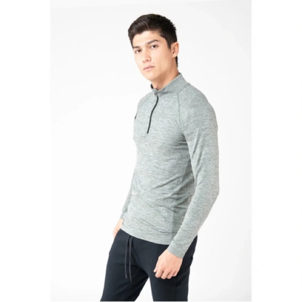 Kyodan Mens Endurance Workout 1/4 Zip Long Sleeve Top Green